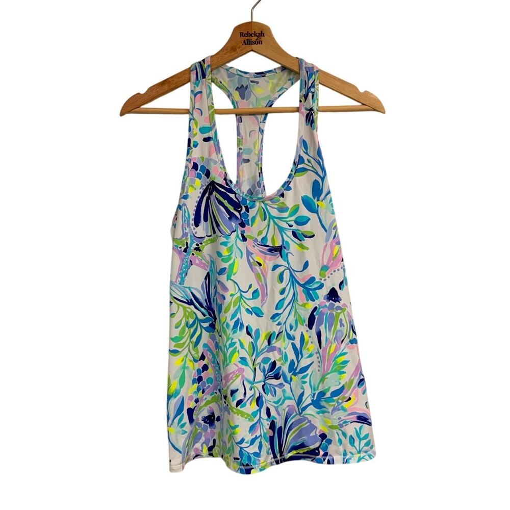 NWT Lilly Pulitzer Luxletic Tank Top UPF 50+ Resort White Shell Beach SZ SMALL